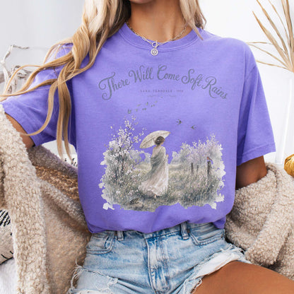 T-Shirt Violet / S There Will Come Soft Rains Sara Teasdale Literary T-Shirt The Mystic Eden