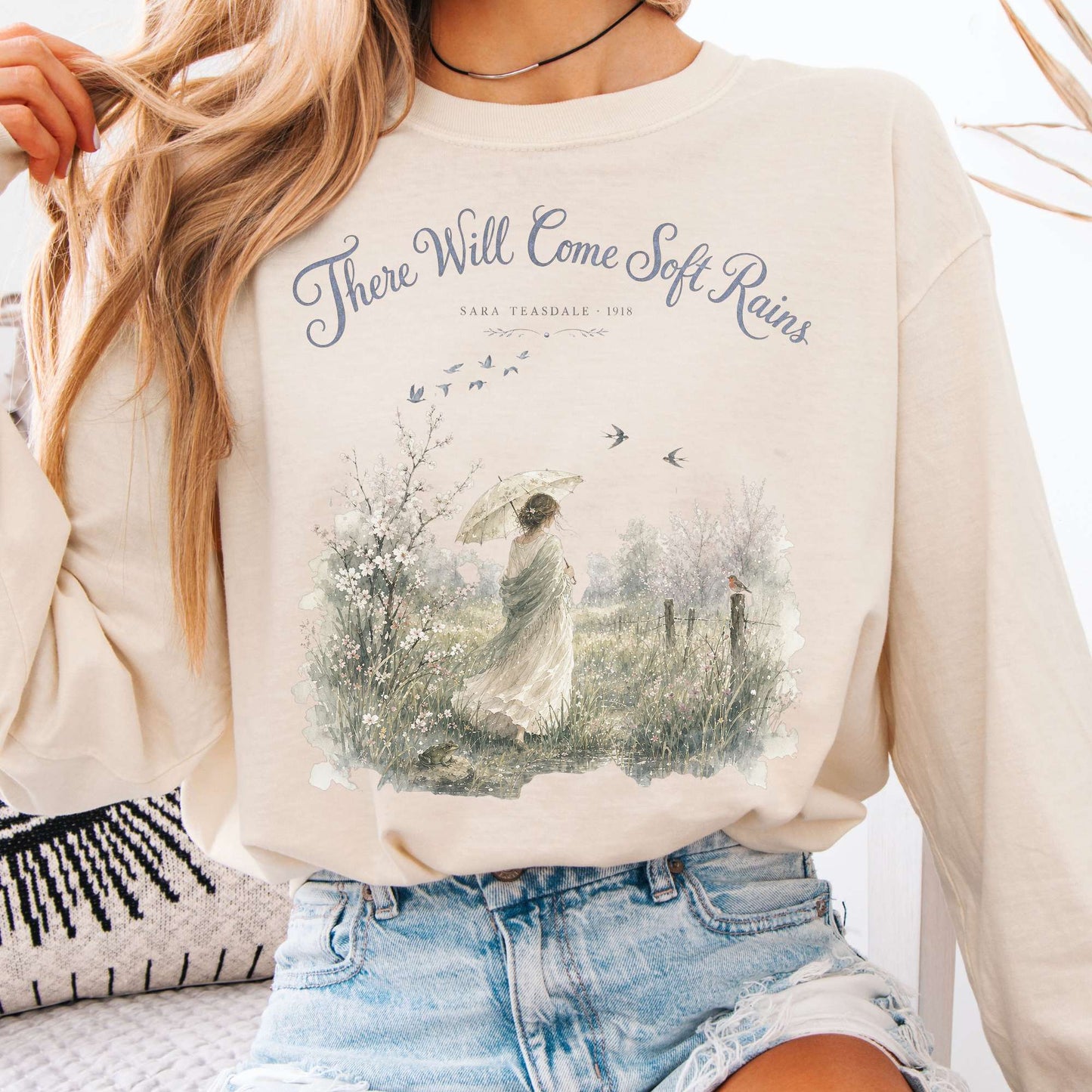 Long-sleeve Ivory / S There Will Come Soft Rains Sara Teasdale Literary Long Sleeve The Mystic Eden