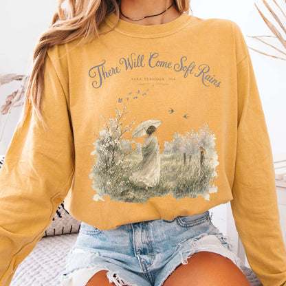 Long-sleeve Mustard / S There Will Come Soft Rains Sara Teasdale Literary Long Sleeve The Mystic Eden