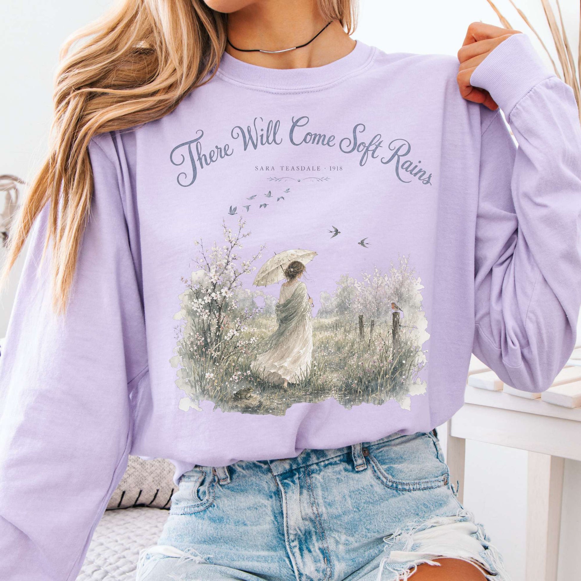 Long-sleeve Orchid / S There Will Come Soft Rains Sara Teasdale Literary Long Sleeve The Mystic Eden