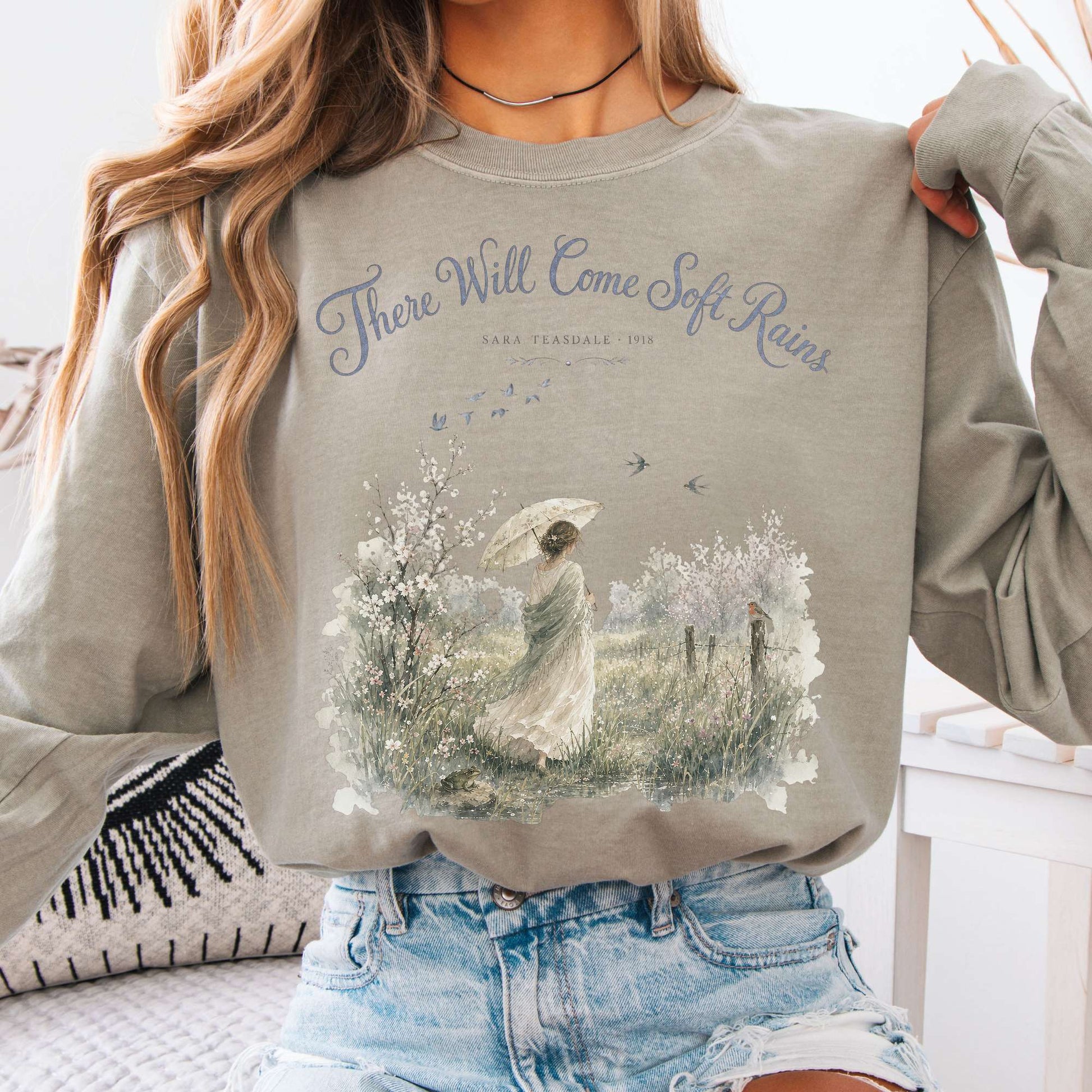 Long-sleeve Sandstone / S There Will Come Soft Rains Sara Teasdale Literary Long Sleeve The Mystic Eden