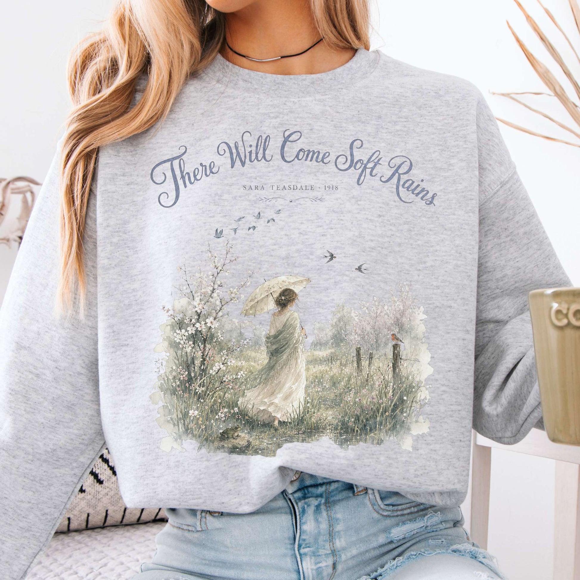 Sweatshirt Ash / S There Will Come Soft Rains Sara Teasdale Literary Crewneck Sweatshirt The Mystic Eden