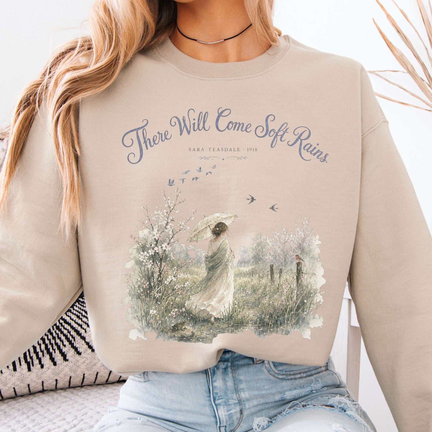 Sweatshirt Sand / S There Will Come Soft Rains Sara Teasdale Literary Crewneck Sweatshirt The Mystic Eden