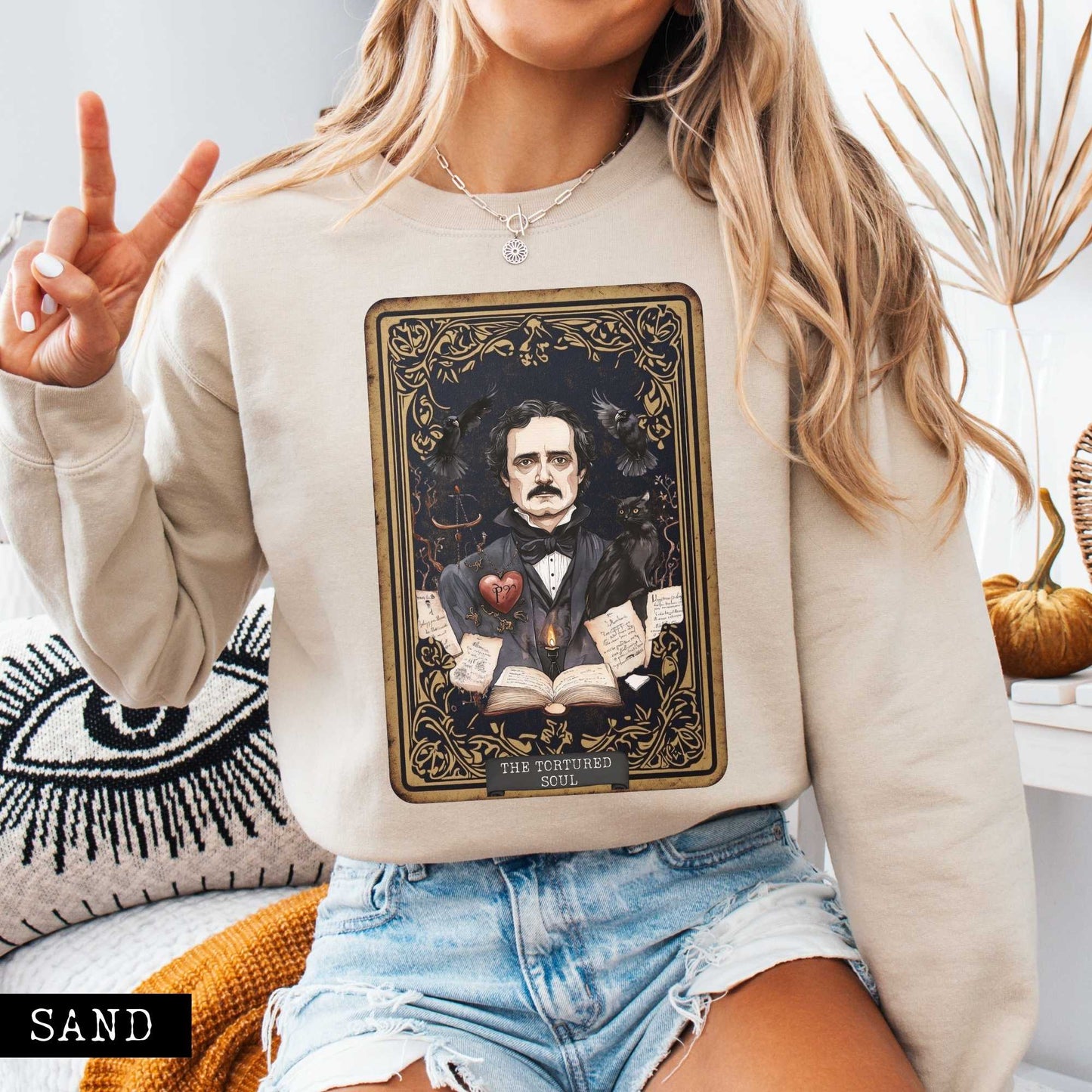 The Tortured Soul Tarot Card Edgar Allan Poe Sweatshirt