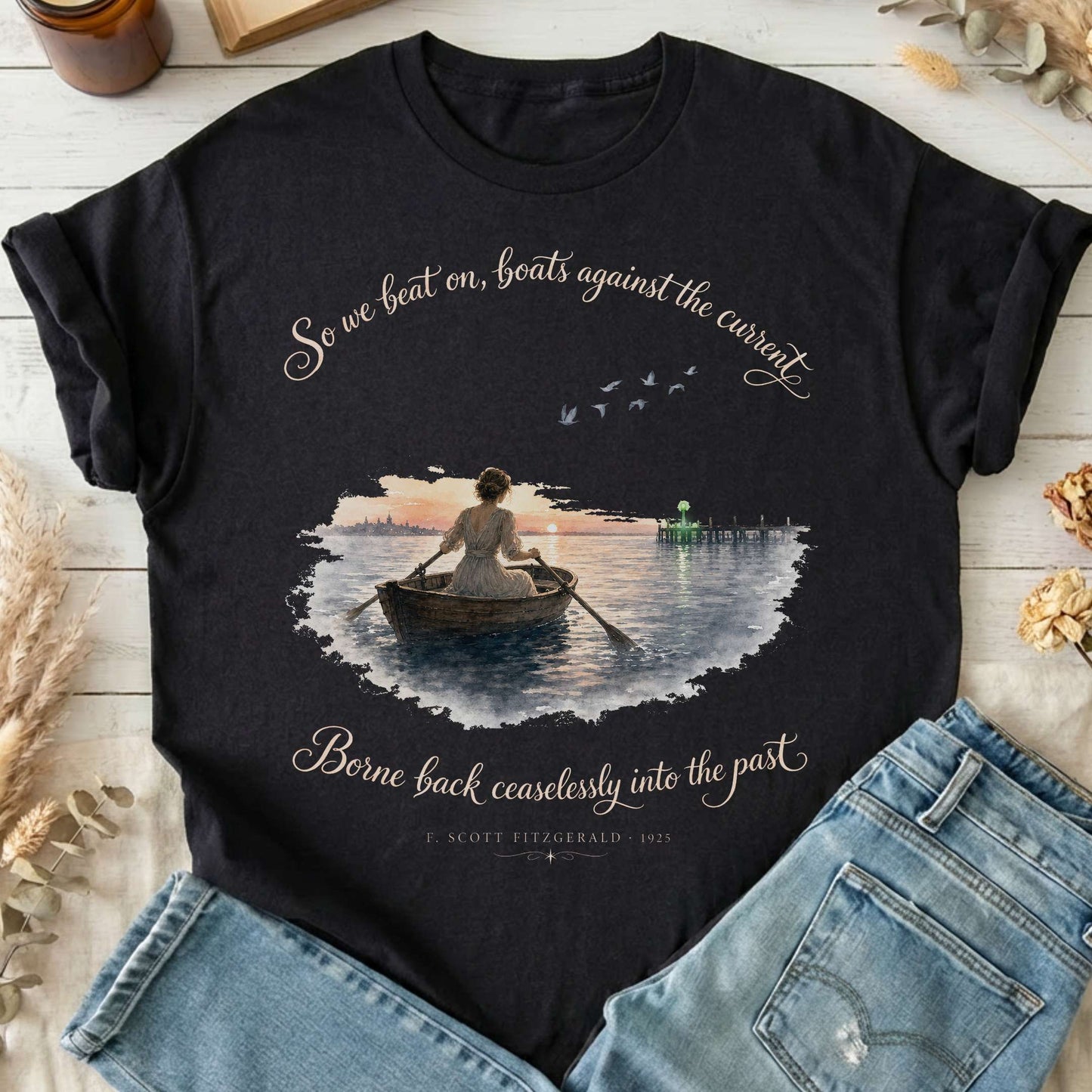 So We Beat On The Great Gatsby Fitzgerald Literary T-Shirt