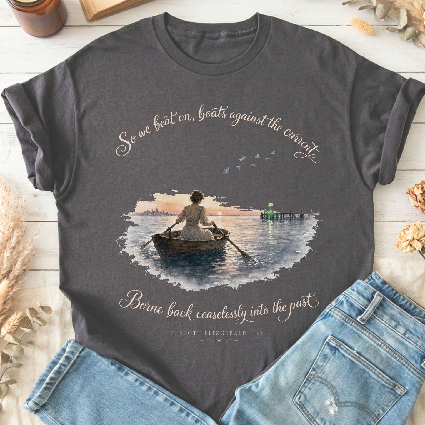 So We Beat On The Great Gatsby Fitzgerald Literary T-Shirt