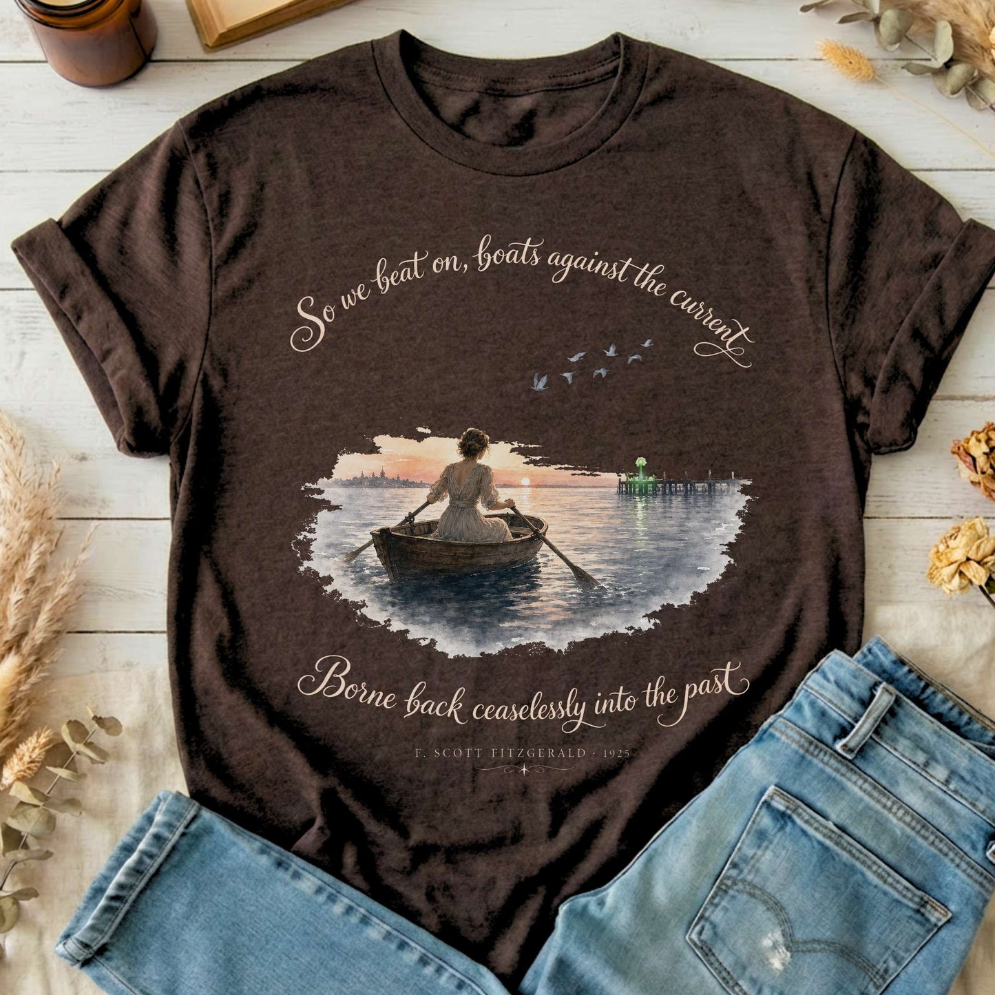 So We Beat On The Great Gatsby Fitzgerald Literary T-Shirt