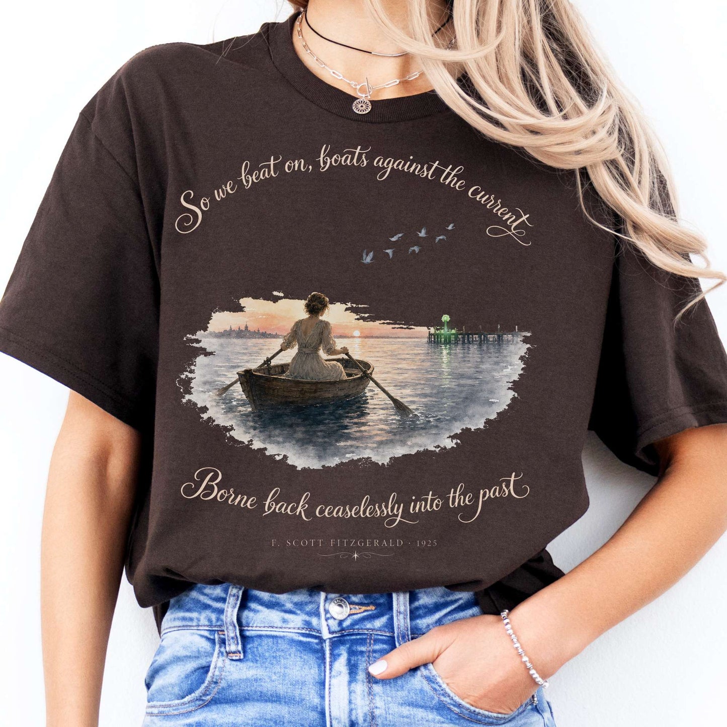 So We Beat On The Great Gatsby Fitzgerald Literary T-Shirt