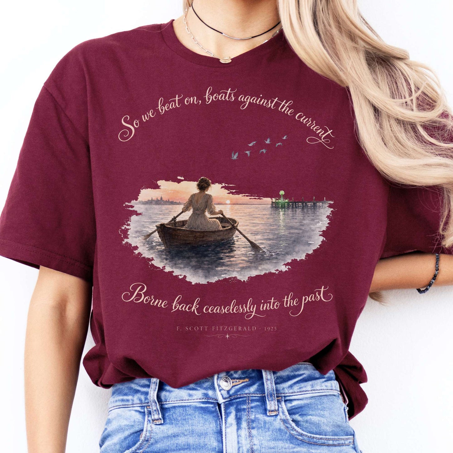 So We Beat On The Great Gatsby Fitzgerald Literary T-Shirt