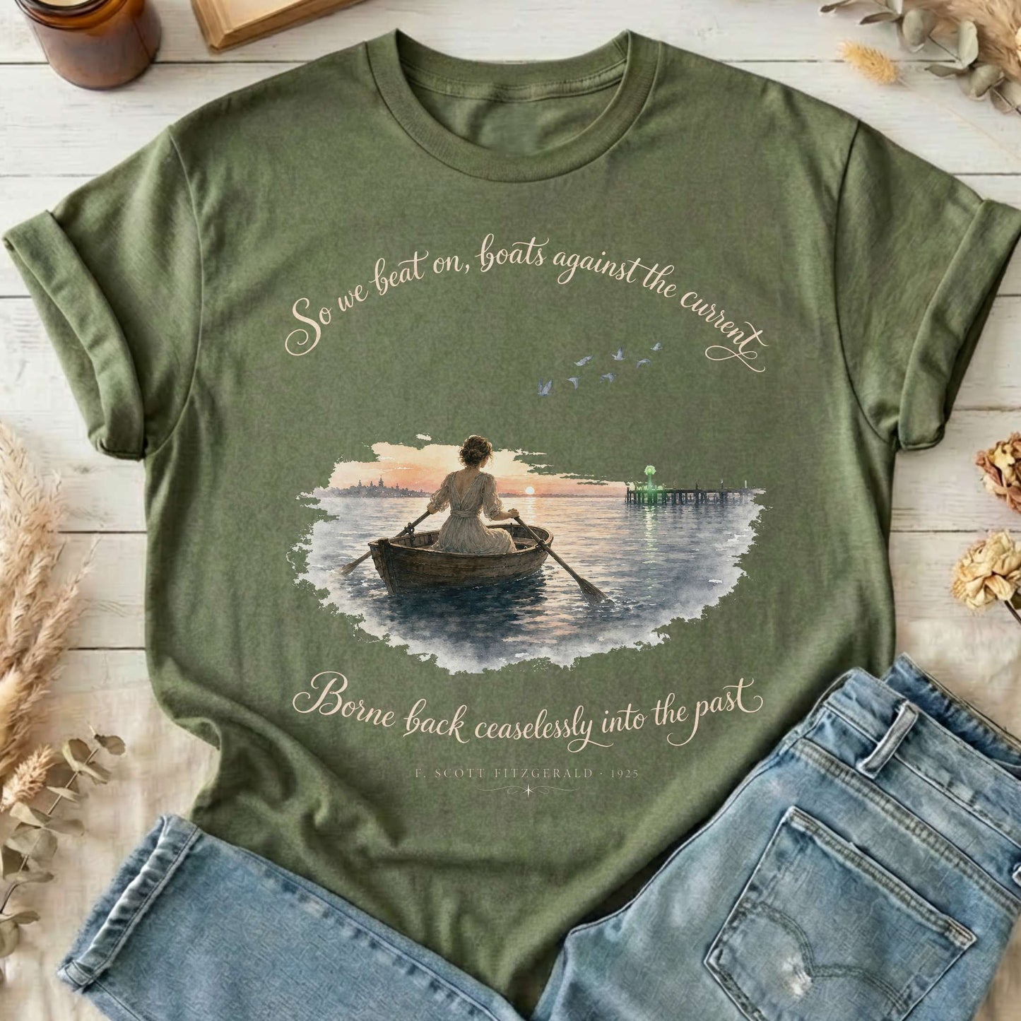 So We Beat On The Great Gatsby Fitzgerald Literary T-Shirt