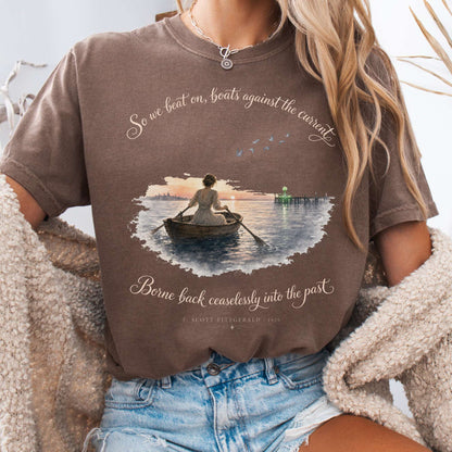 T-Shirt Espresso / S So We Beat On The Great Gatsby Fitzgerald Literary T-Shirt The Mystic Eden