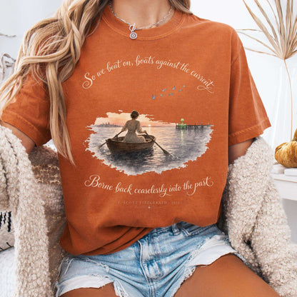 T-Shirt Yam / S So We Beat On The Great Gatsby Fitzgerald Literary T-Shirt The Mystic Eden