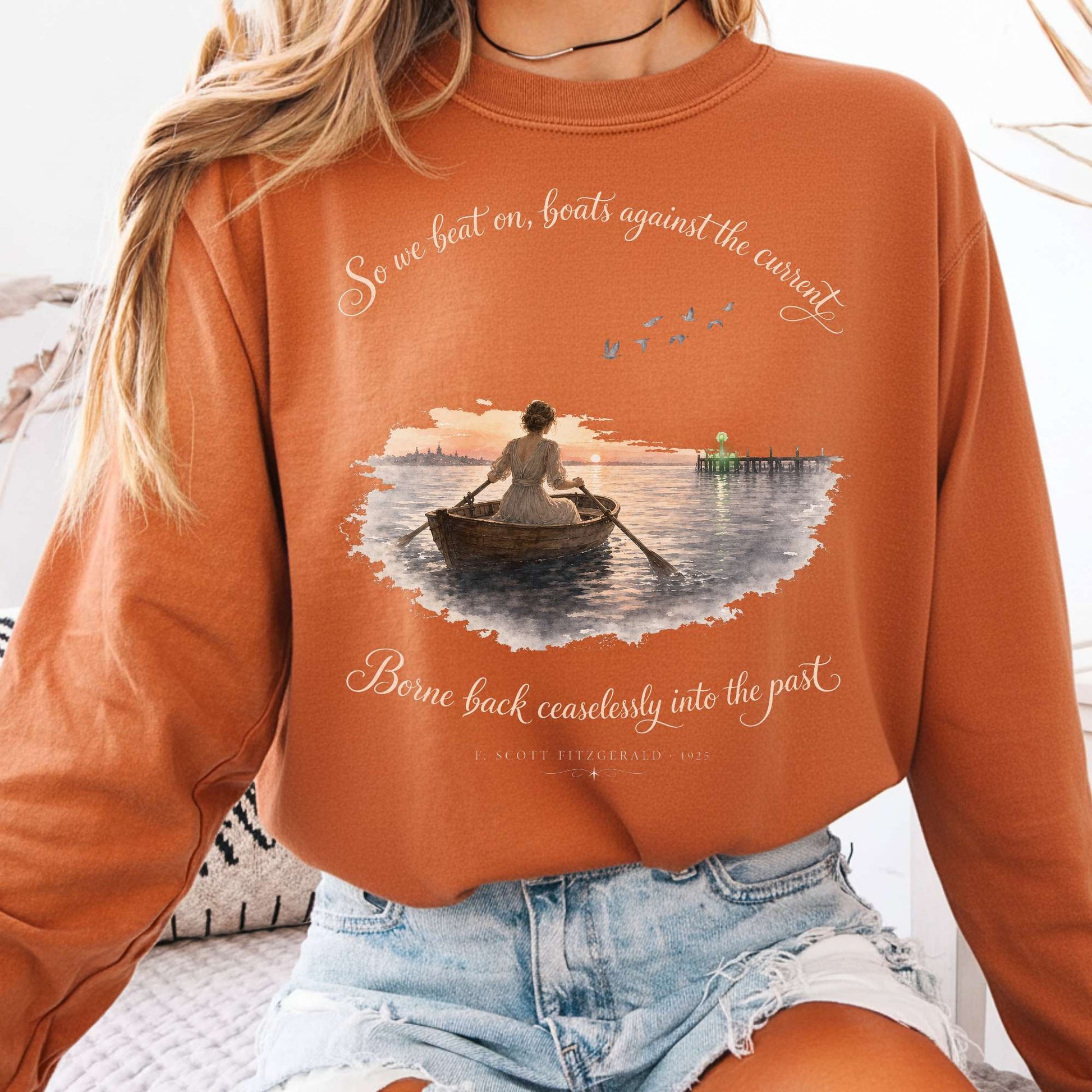 Long-sleeve Yam / S So We Beat On The Great Gatsby Fitzgerald Literary Long Sleeve The Mystic Eden