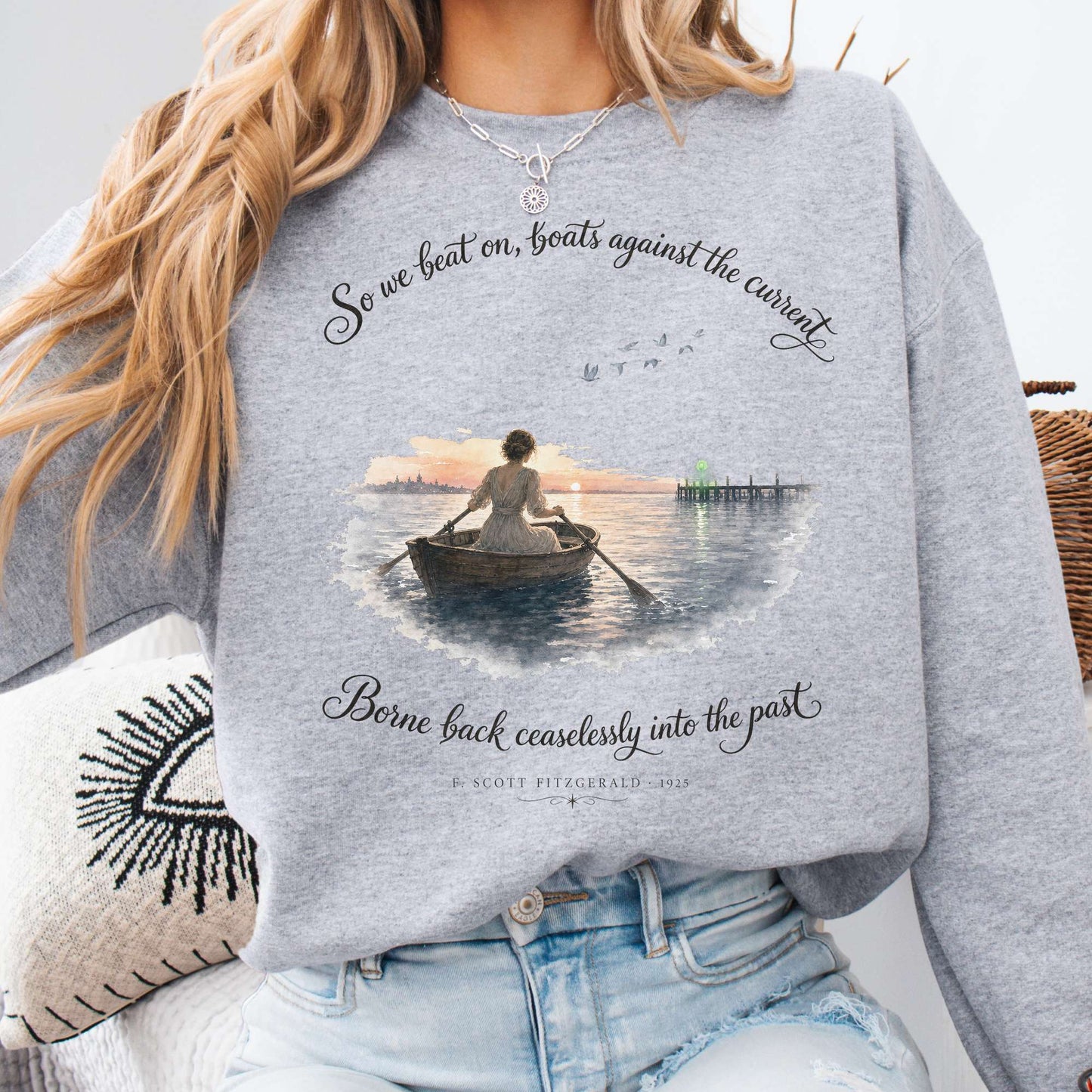 So We Beat On The Great Gatsby Fitzgerald Literary Sweatshirt