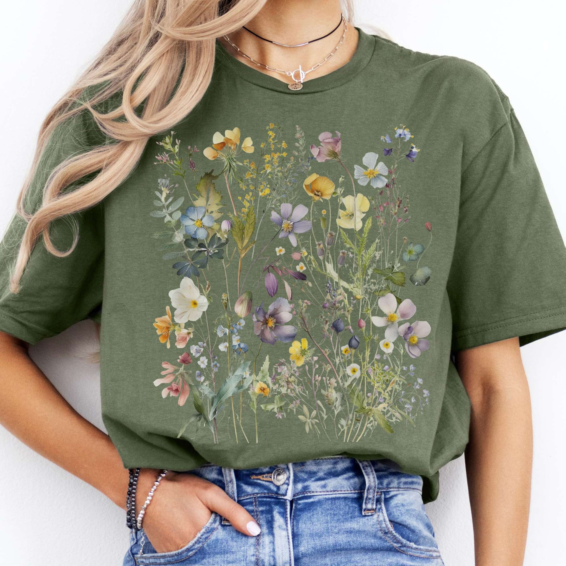 T-Shirts Spring Wildflowers Cottagecore T-Shirt The Mystic Eden