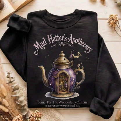 Mad Hatter's Apothecary Lewis Carroll Literary Sweatshirt