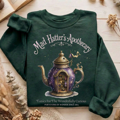 Mad Hatter's Apothecary Lewis Carroll Literary Sweatshirt