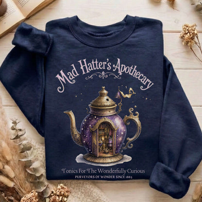 Mad Hatter's Apothecary Lewis Carroll Literary Sweatshirt