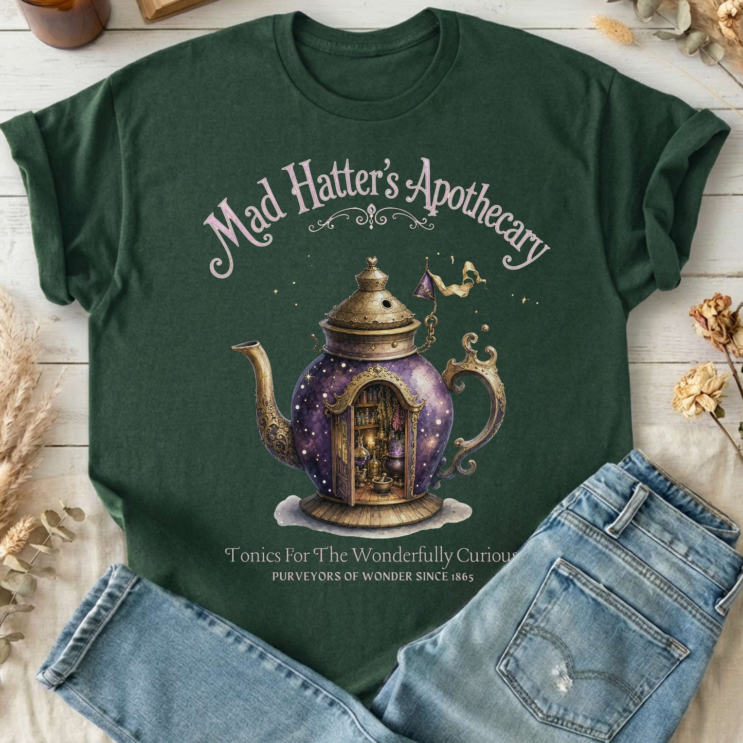 Mad Hatter's Apothecary Lewis Carroll Literary T-Shirt