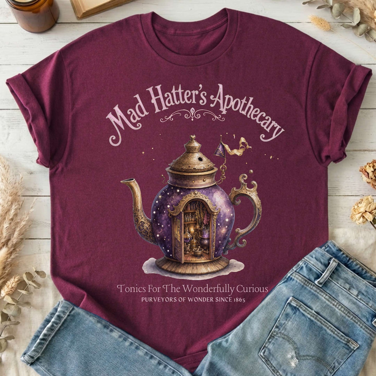 Mad Hatter's Apothecary Lewis Carroll Literary T-Shirt