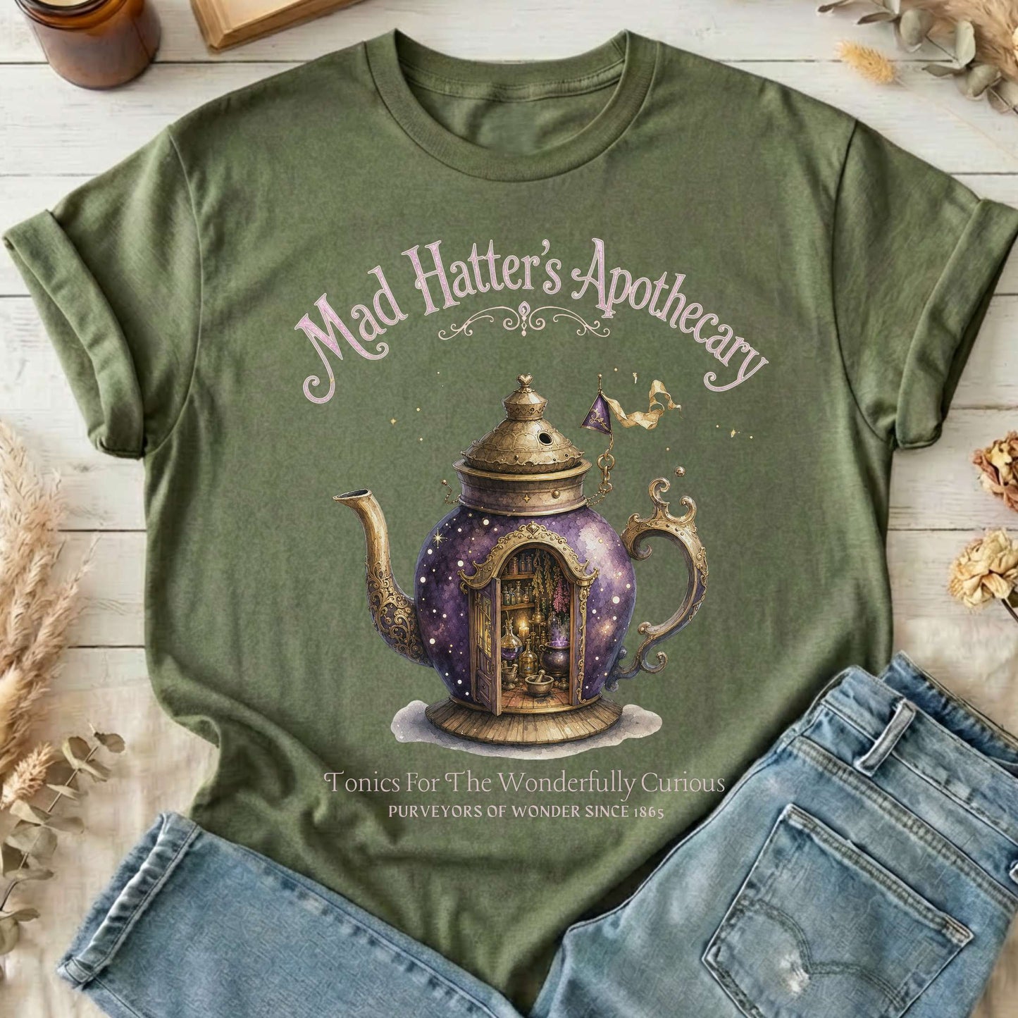 Mad Hatter's Apothecary Lewis Carroll Literary T-Shirt