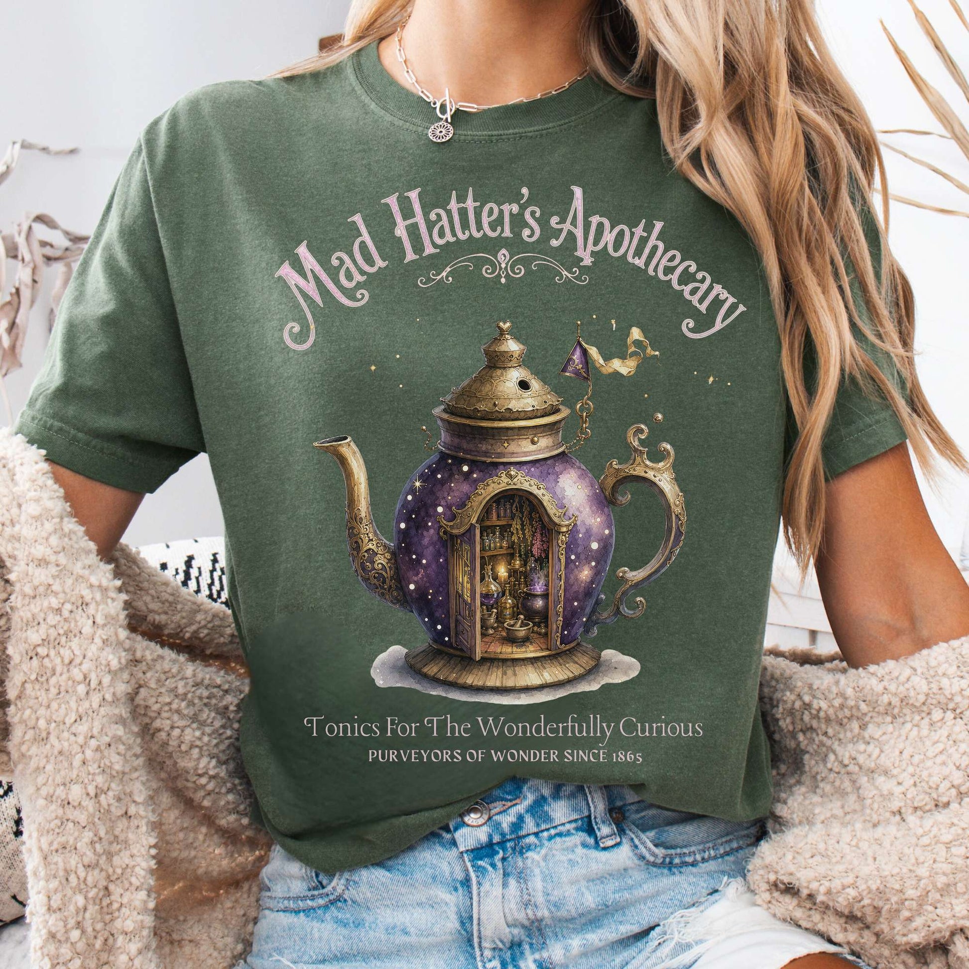T-Shirt Moss / S Mad Hatter's Apothecary Lewis Carroll Literary T-Shirt The Mystic Eden