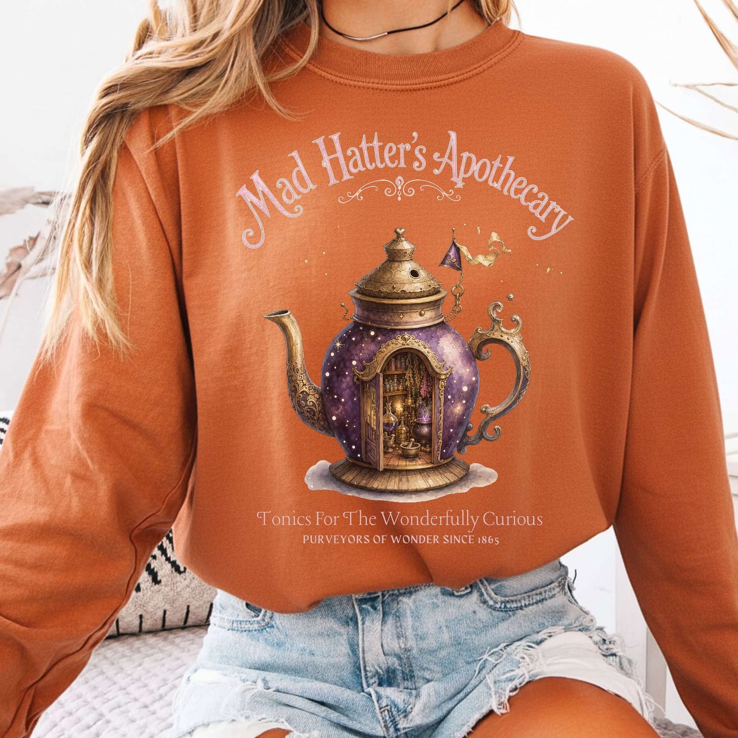Long-sleeve Yam / S Mad Hatter's Apothecary Lewis Carroll Literary Long Sleeve The Mystic Eden