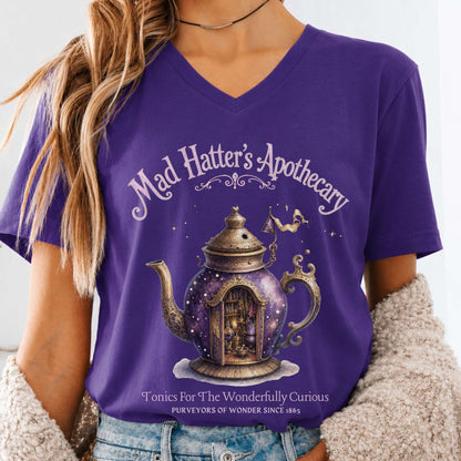 Mad Hatter's Apothecary Lewis Carroll Literary V-Neck