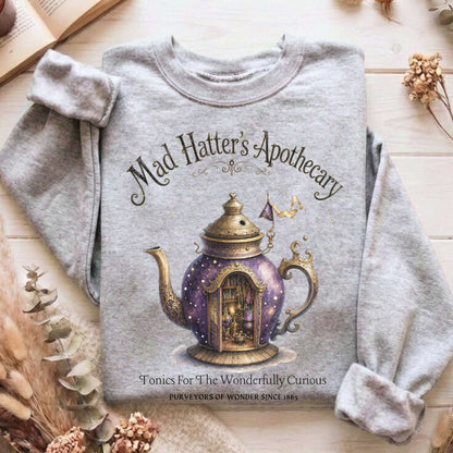 Mad Hatter's Apothecary Lewis Carroll Literary Sweatshirt