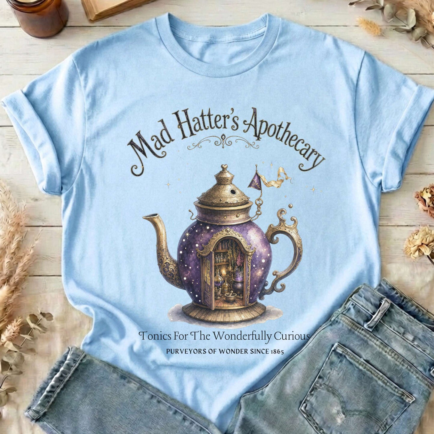 Mad Hatter's Apothecary Lewis Carroll Literary T-Shirt