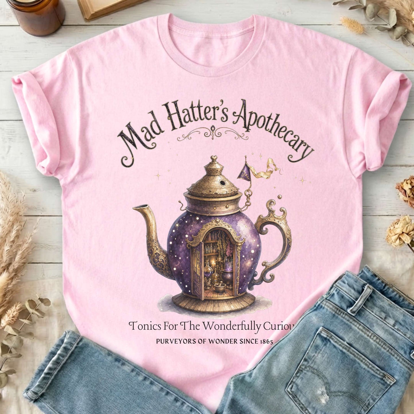 Mad Hatter's Apothecary Lewis Carroll Literary T-Shirt
