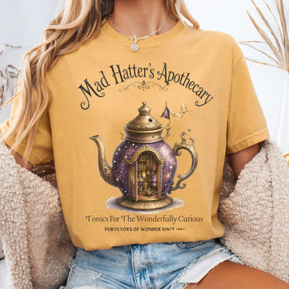 T-Shirt Mustard / S Mad Hatter's Apothecary Lewis Carroll Literary T-Shirt The Mystic Eden