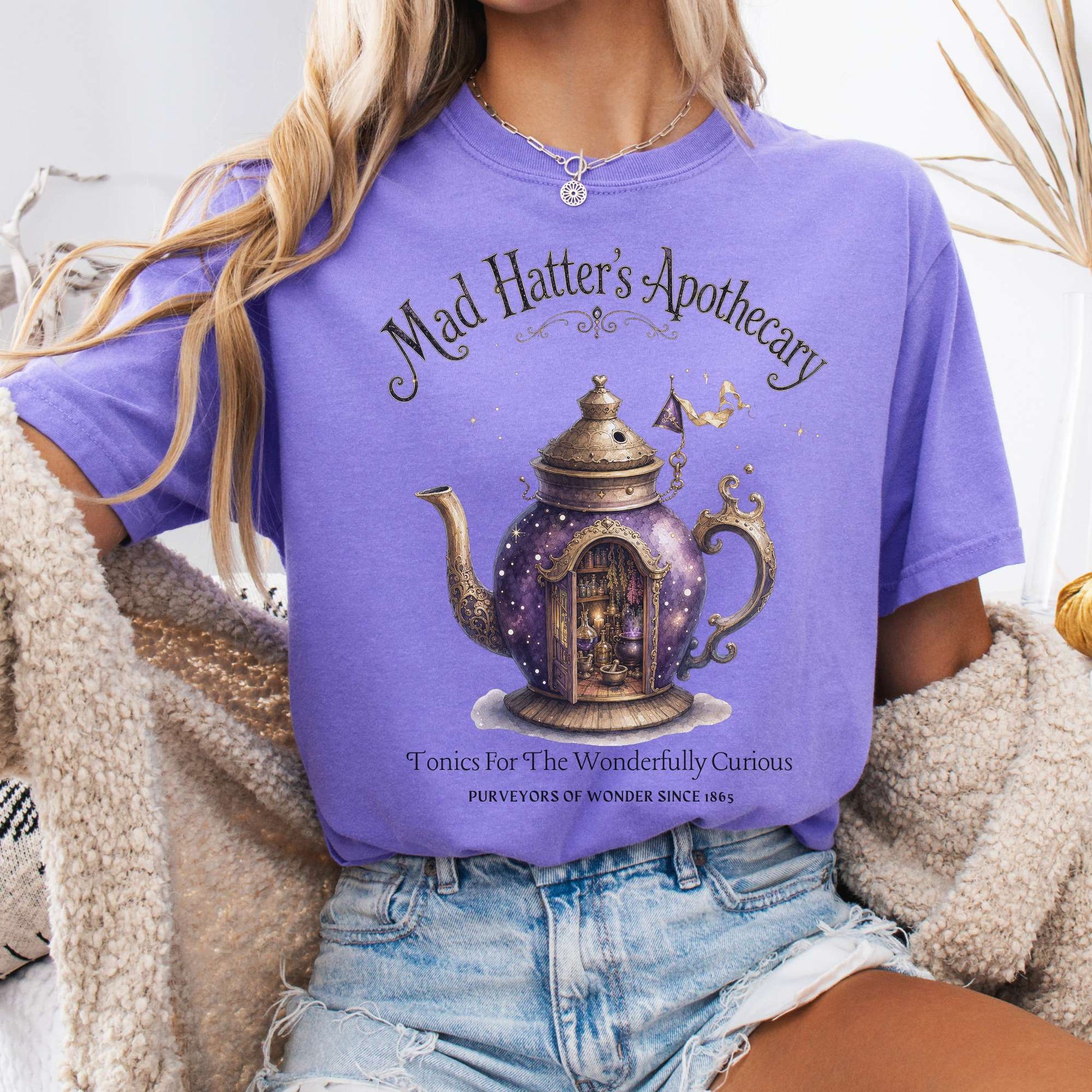 T-Shirt Violet / S Mad Hatter's Apothecary Lewis Carroll Literary T-Shirt The Mystic Eden
