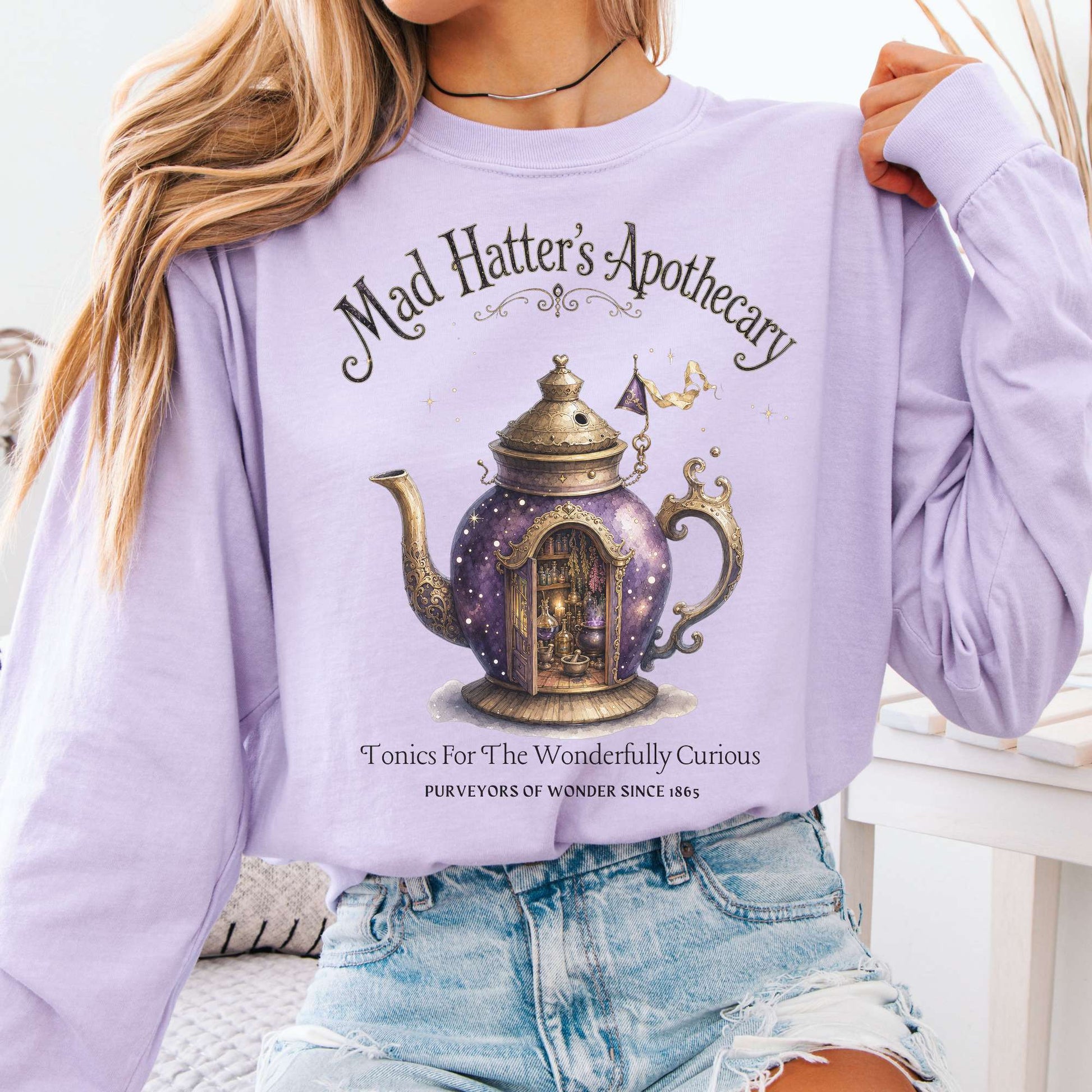 Long-sleeve Orchid / S Mad Hatter's Apothecary Lewis Carroll Literary Long Sleeve The Mystic Eden