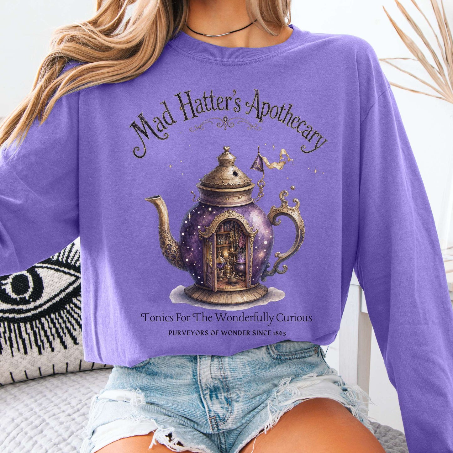 Long-sleeve Violet / S Mad Hatter's Apothecary Lewis Carroll Literary Long Sleeve The Mystic Eden