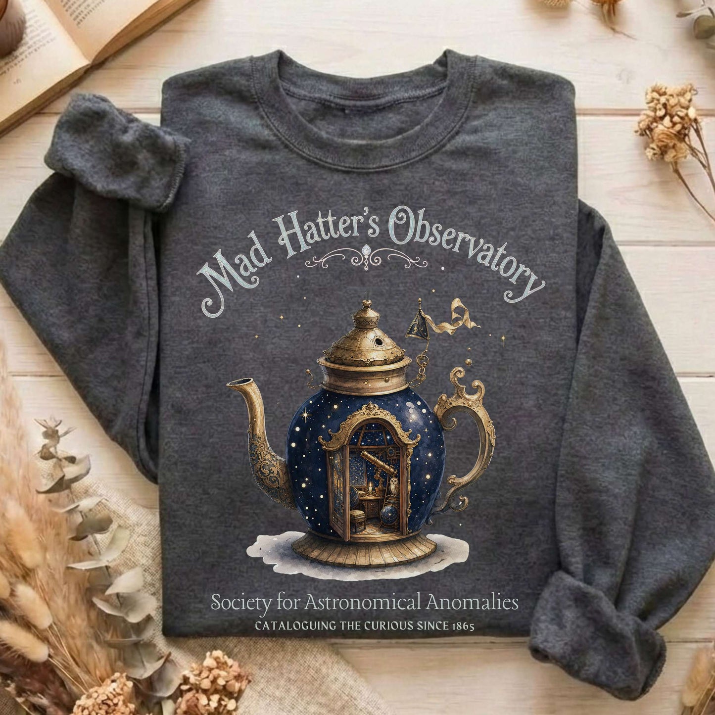 Mad Hatter's Observatory Lewis Carroll Literary Sweatshirt