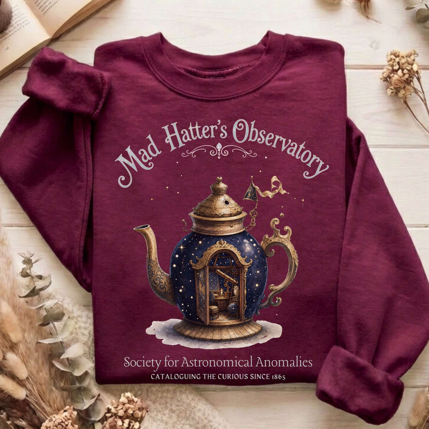 Mad Hatter's Observatory Lewis Carroll Literary Sweatshirt