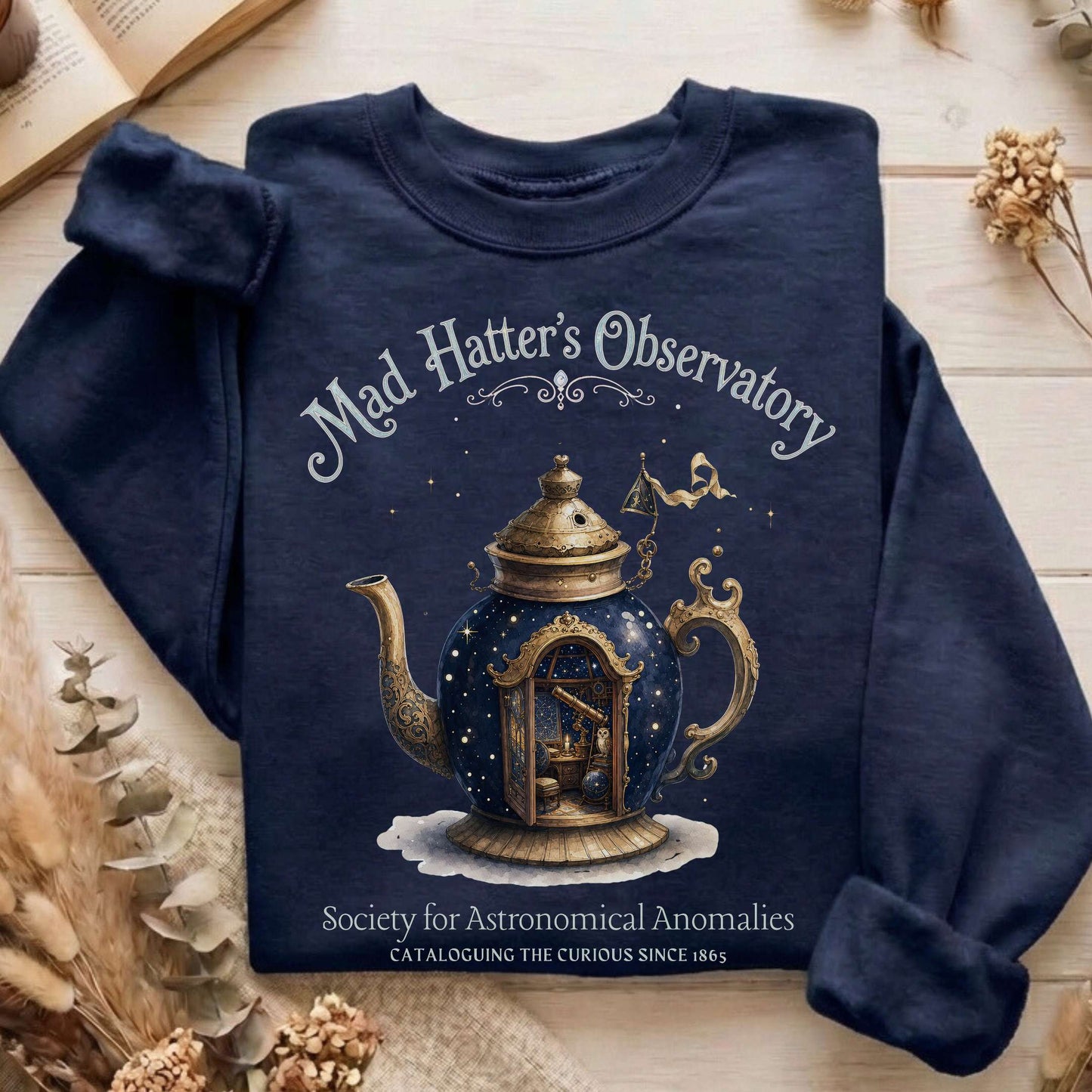 Mad Hatter's Observatory Lewis Carroll Literary Sweatshirt