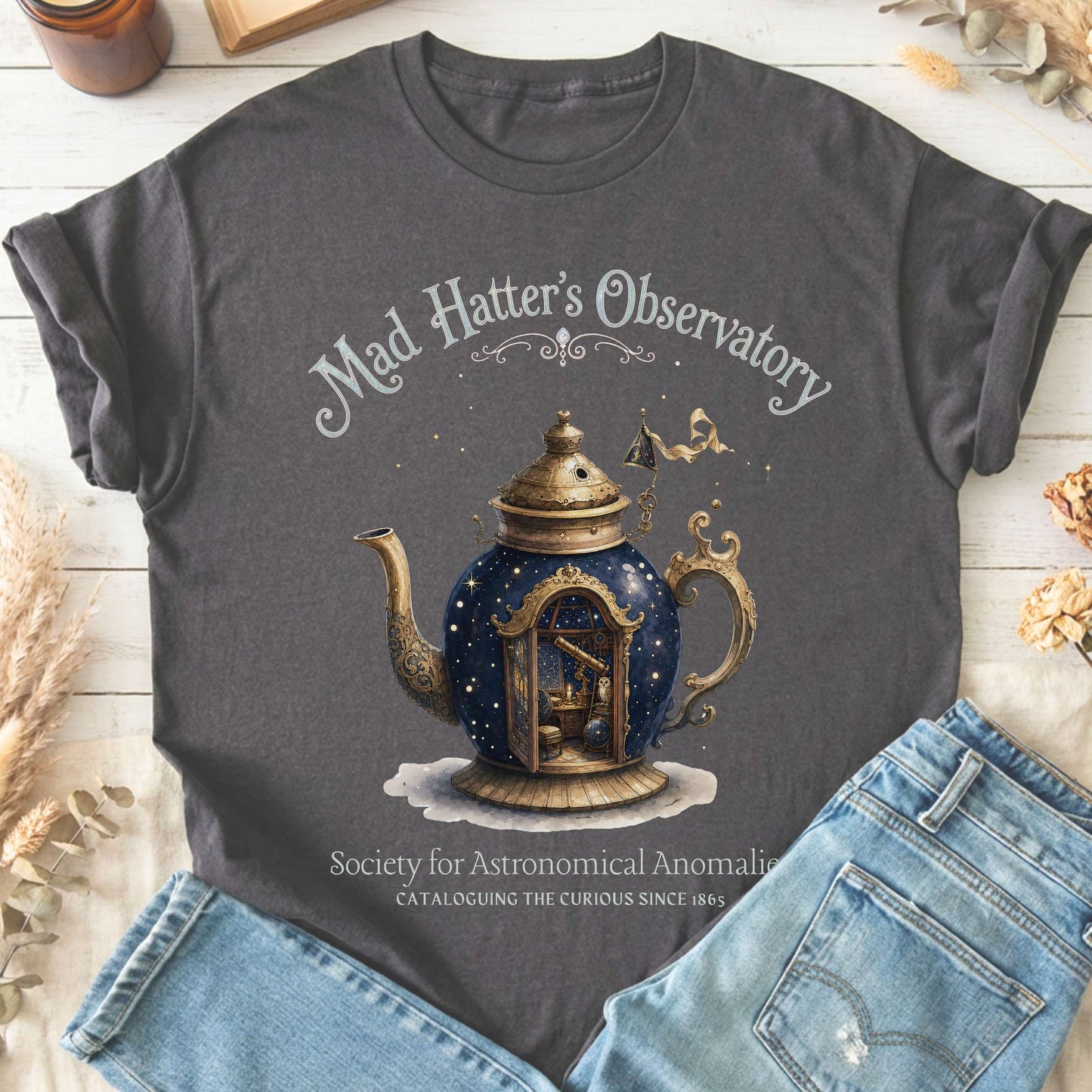 Mad Hatter's Observatory Lewis Carroll Literary T-Shirt