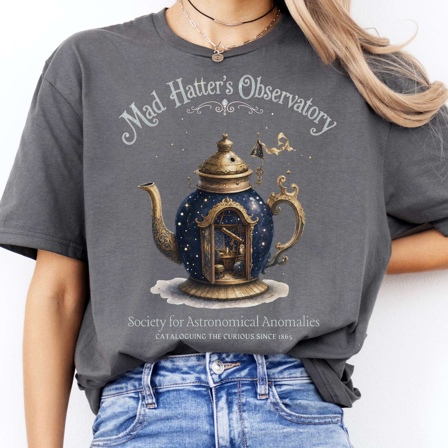 Mad Hatter's Observatory Lewis Carroll Literary T-Shirt