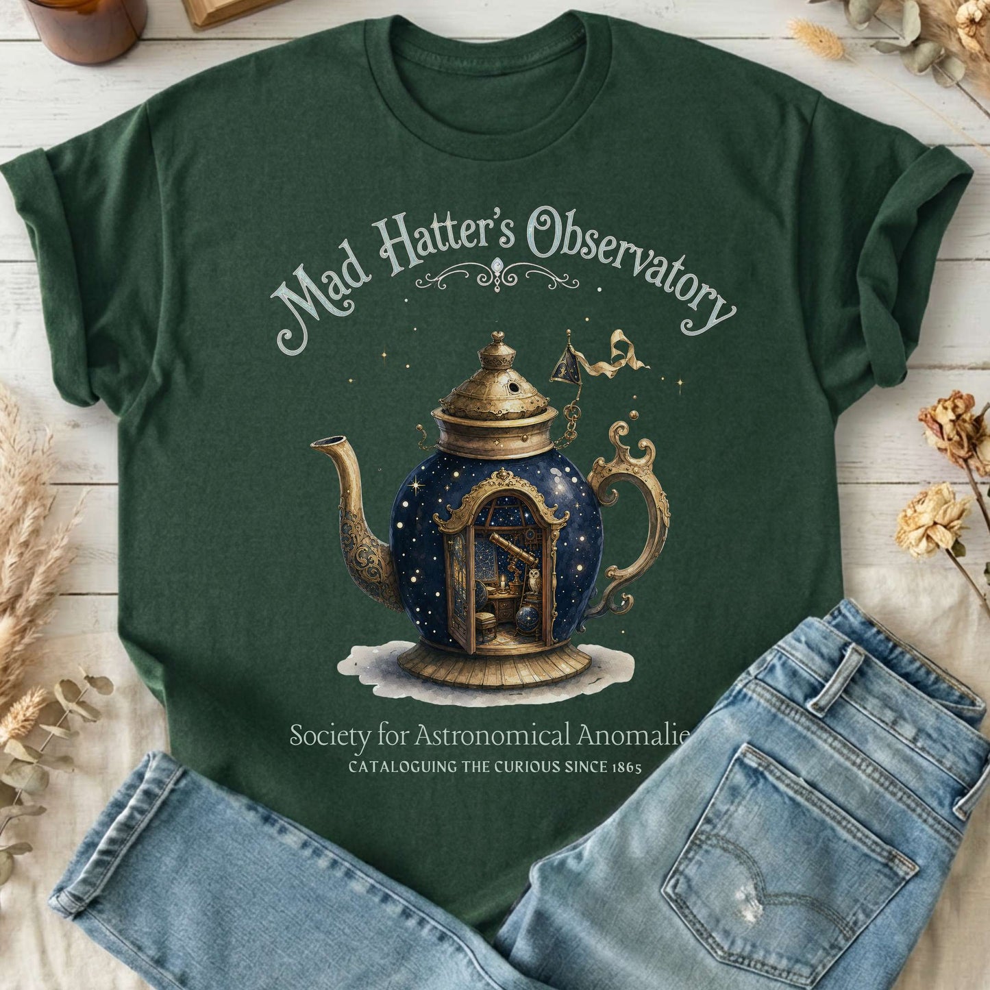 Mad Hatter's Observatory Lewis Carroll Literary T-Shirt