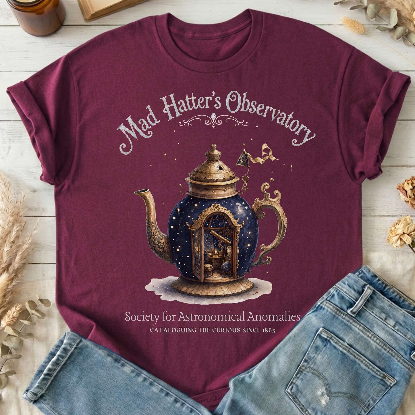 Mad Hatter's Observatory Lewis Carroll Literary T-Shirt