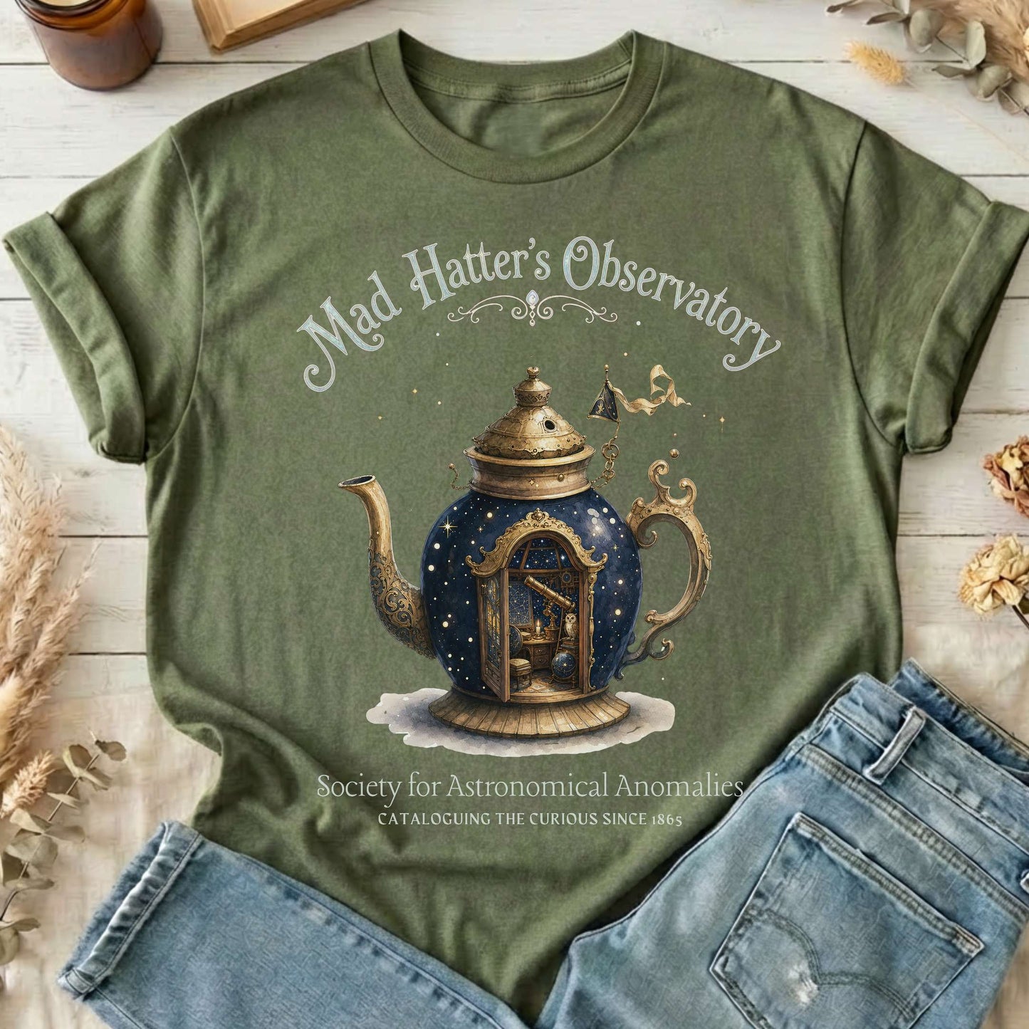 Mad Hatter's Observatory Lewis Carroll Literary T-Shirt