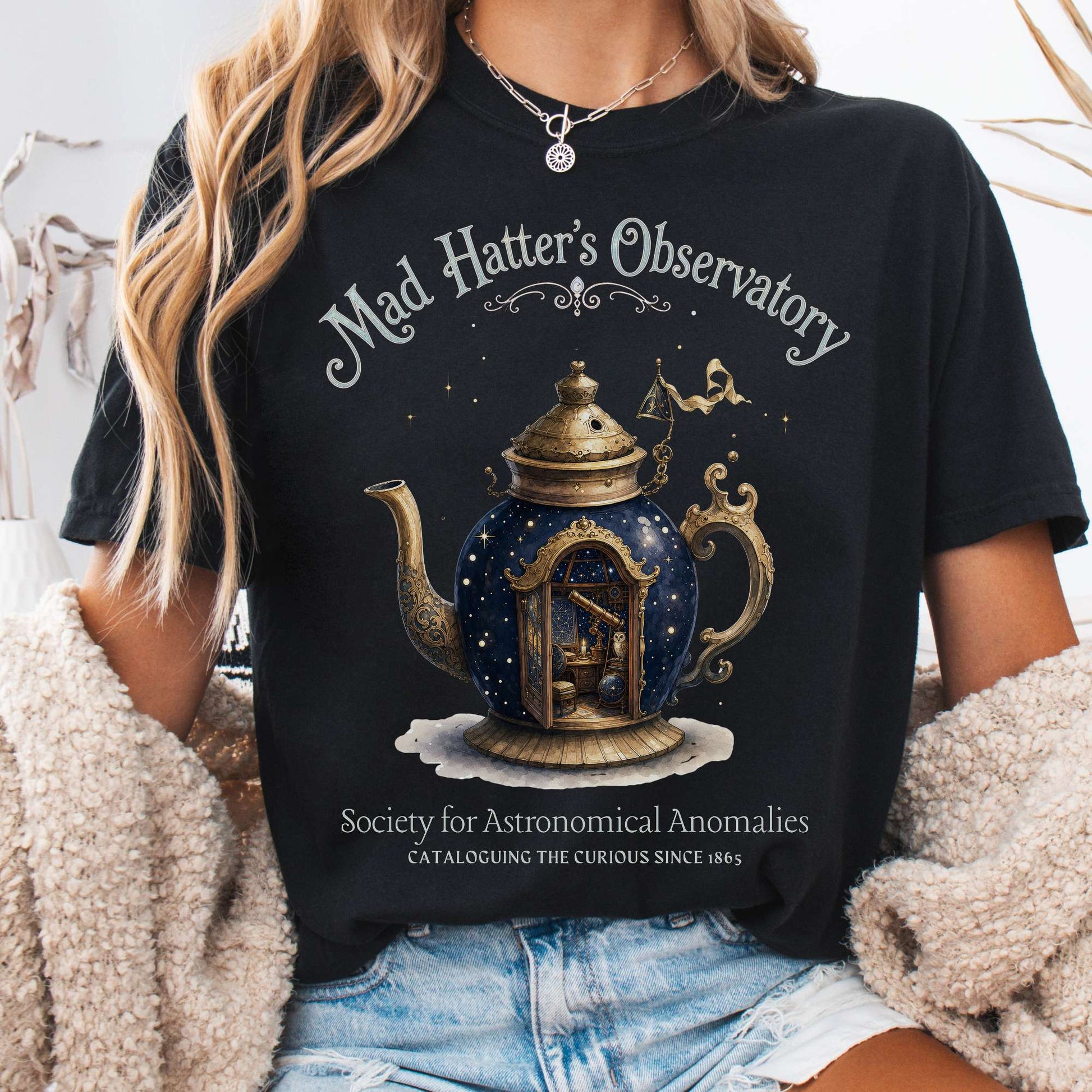 T-Shirt Black / S Mad Hatter's Observatory Lewis Carroll Literary T-Shirt The Mystic Eden