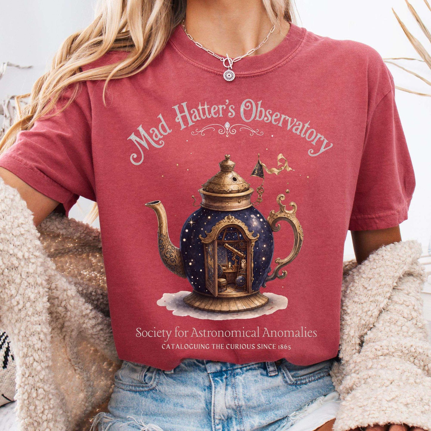T-Shirt Crimson / S Mad Hatter's Observatory Lewis Carroll Literary T-Shirt The Mystic Eden