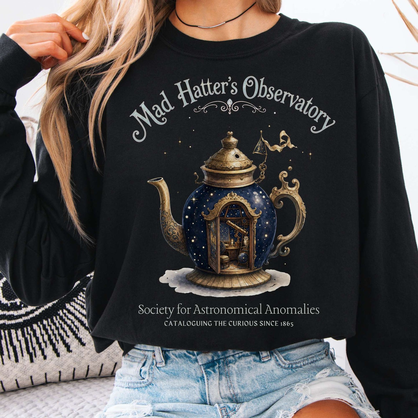 Long-sleeve Black / S Mad Hatter's Observatory Lewis Carroll Literary Long Sleeve The Mystic Eden