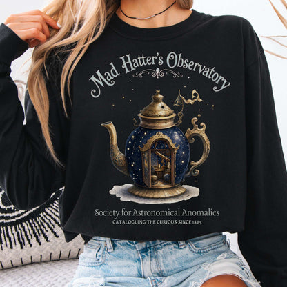 Long-sleeve Black / S Mad Hatter's Observatory Lewis Carroll Literary Long Sleeve The Mystic Eden