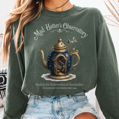 Long-sleeve Hemp / S Mad Hatter's Observatory Lewis Carroll Literary Long Sleeve The Mystic Eden