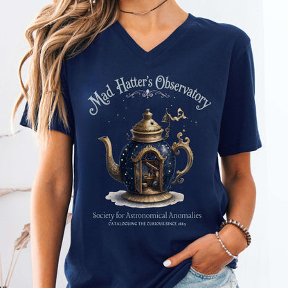 V-neck Navy / S Mad Hatter's Observatory Lewis Carroll Literary V-Neck The Mystic Eden