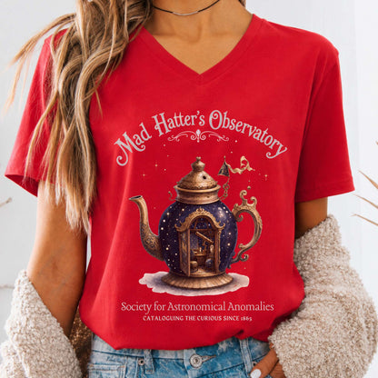 Mad Hatter's Observatory Lewis Carroll Literary V-Neck